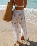 Retro palazzo in Maxi Sol print - Honey