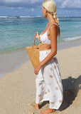Retro palazzo in Maxi Sol print - Honey