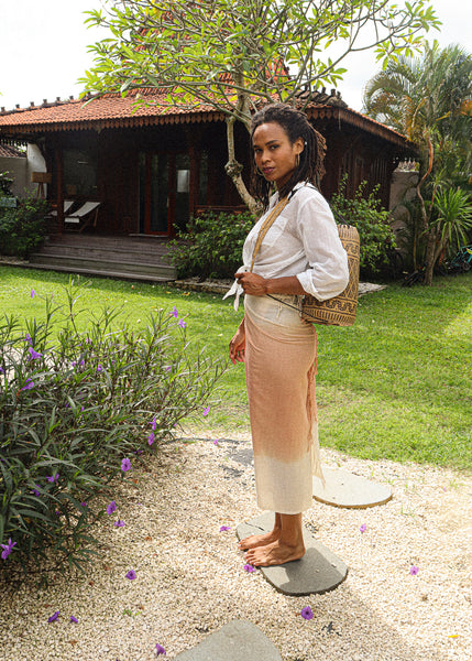 Maxi pareo botanical in Dusty Peach
