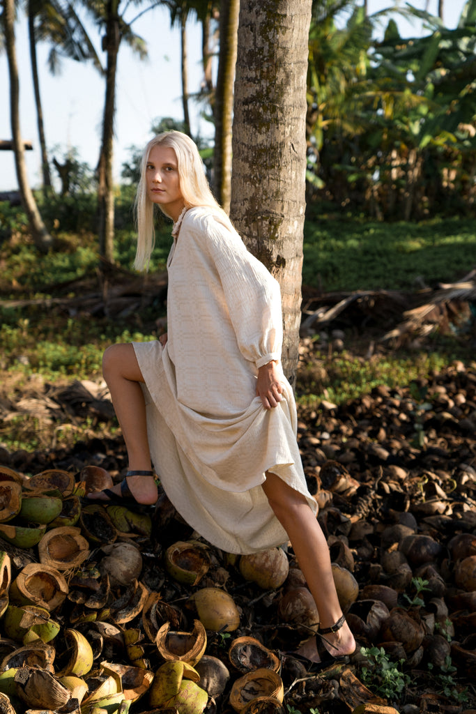 Boho dress in Cream texture