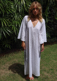 Florence dress in hand embroidered cotton / undyed
