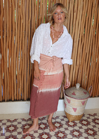 Maxi Pareo Botanical in Dusty Pink shades