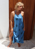 Jolina silk dress in Blue Flower