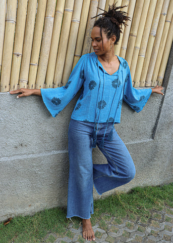 Laila blouse in Blue Flower