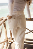 The Wide legged pant in Cream corduroy